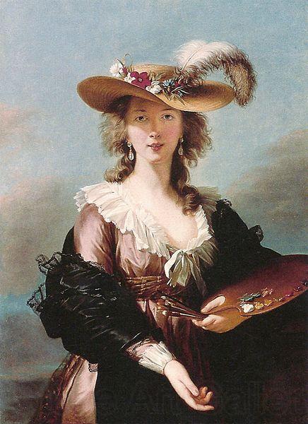 Elisabeth Louise Viegg-Le Brun Self portrait in a Straw Hat, Spain oil painting art